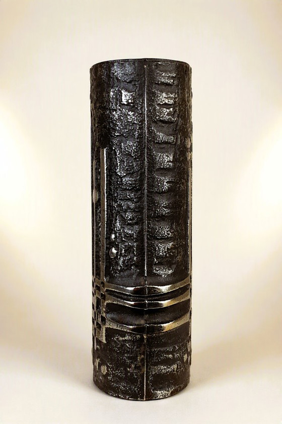 Raro Vaso Brutalista in Acciaio / Olav Joff per Polaris / Norvegia – Vasi (photo 4 of 11)