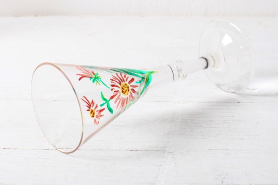 Image 1 of Juego de 6 copas de jerez de diseño floral, raras, de mediados de siglo / Italia / década de 1960