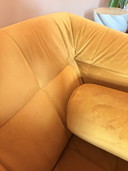 Homestock Canapé 3 places Velours Moutarde/Jaune Ocre Incl. Coussins
