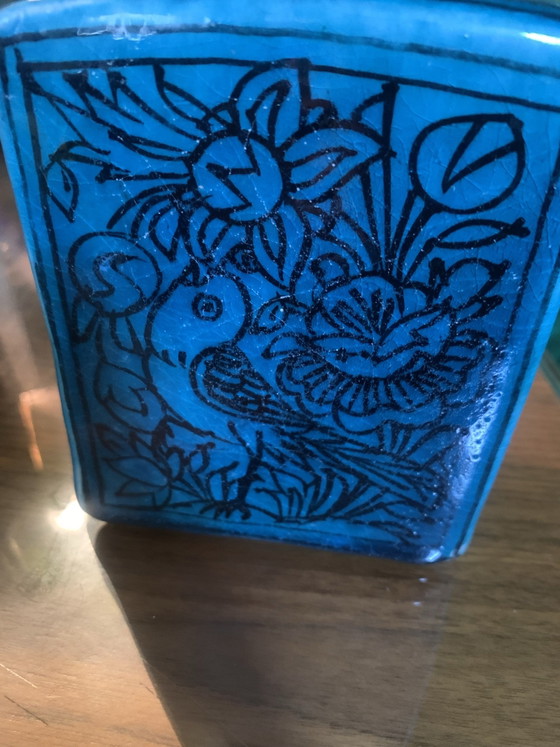 Vaso/Fiasca antico in ceramica persiana turchese - Stile Qajar – Vasi (photo 10 of 15)