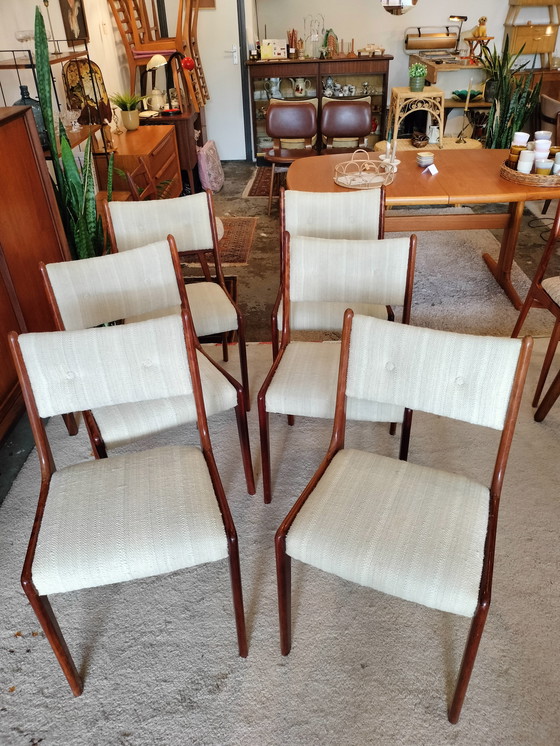 Image 1 of Vintage set of 6 teak Danish dining chairs