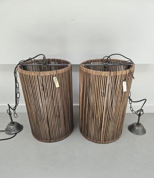Set van 2 originele Hoffz Mazu hanglampen (leder) - Sobor