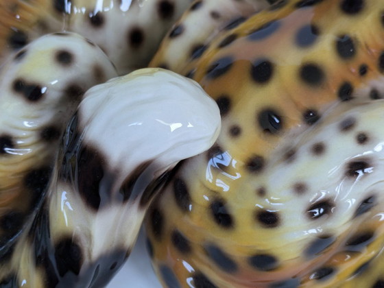 Image 1 of Large Italian Midcentury Porcelain Leopard Pair Sculpture Hollywood Regency Ronzan Style