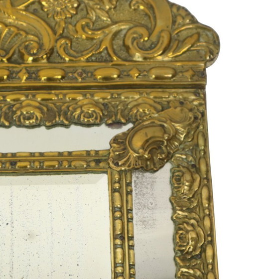 Image 1 of Miroir à coussin ancien Miroir Repousse France