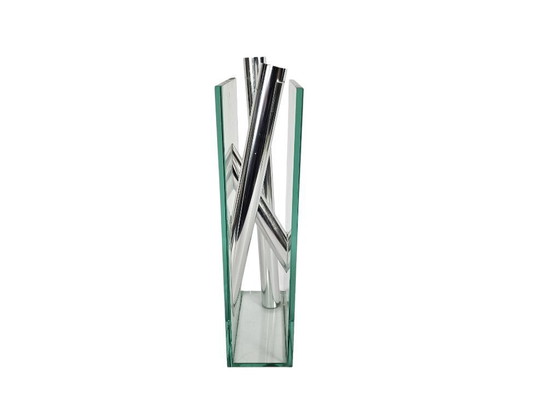 Image 1 of Lisa Mori for Inn - Inn Crystal Glass GmbH - Modernist - glass - crystal - aluminum - vase - 90s