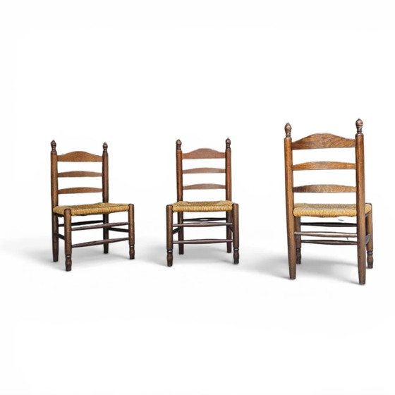 3 x Antique Provincial Ladderback Child's Chairs / Rush Seat / 1930s – Dining chairs (photo 16 of 18)