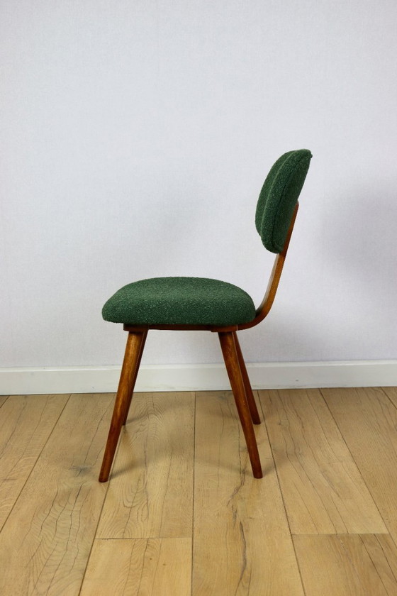 Image 1 of Vintage chair with green boucle backrest like Skoczek - set of 2 chairs