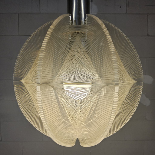 Vintage design Space-Age Paul Secon nylon draad hanglamp Sompex (70s) Spiderweb Swag lamp