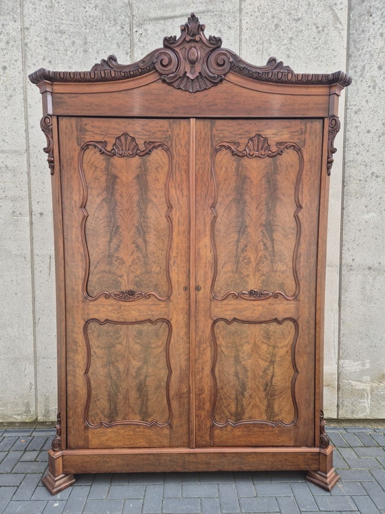Grande armadio a frontone Biedermeier. Armadio antico. Credenza / mobile, Armadi contenitori, Legno, Marrone (foto 2 di 11)