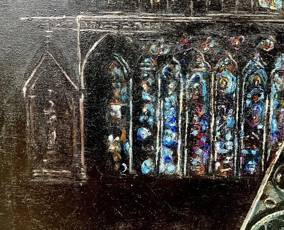 Vintage Strasbourg Cathedral Oil Painting, c.1960 – Paintings & Drawings, Wood (photo 8 of 9)