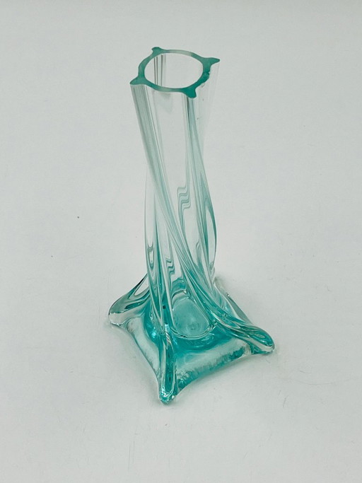 Vintage Murano-style twisted green glass soliflore