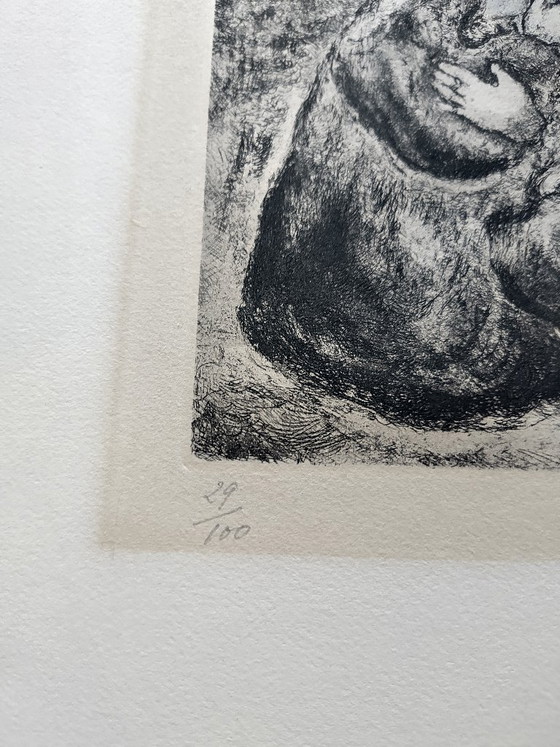 Image 1 of Marc Chagall ORIGINAL ETCHING 'David mourns Absolom' colored by Chagall himself