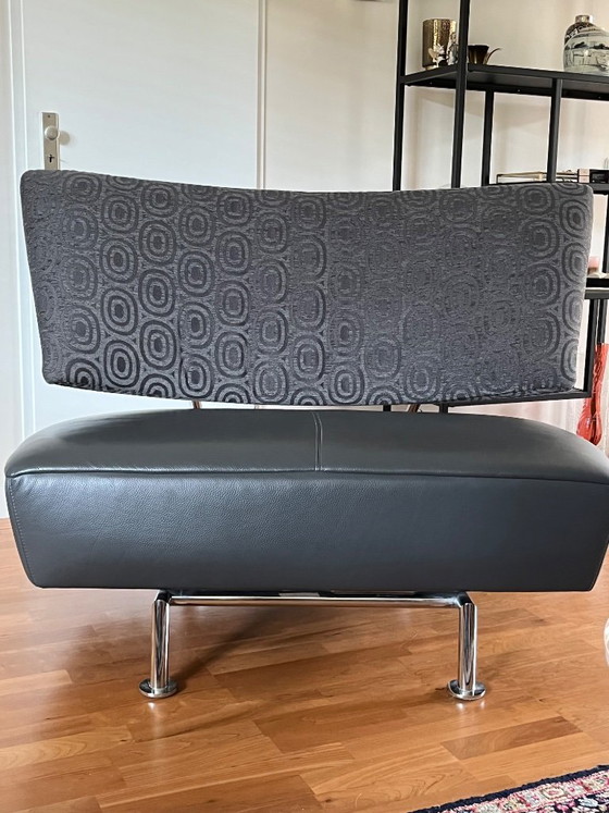 LEOLUX AKKA / swivel loveseat & chaise longue, luxury leather/fabric (photo 5 of 6)