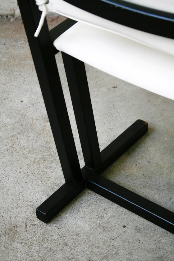 Set of 4 vintage black and white Casala 'Safari' chairs, Dining chairs, Skai (photo 11 of 13)