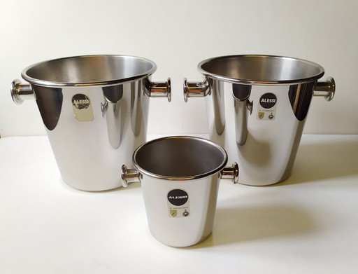 Ice Buckets by Ettore Sottsass for Alessi, 1980s, set of 3