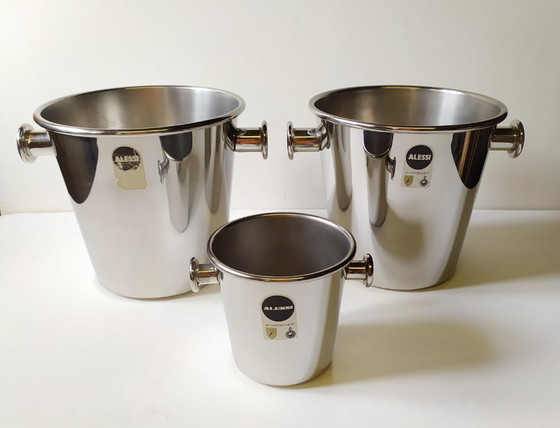 Image 1 of Set di 3 secchielli per il ghiaccio di Ettore Sottsass per Alessi, anni '80