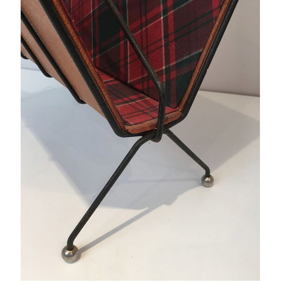 Image 1 of Vintage magazine rack in black lacquered metal, France 1950