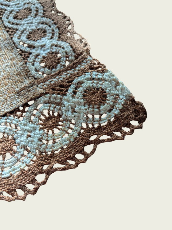 Image 1 of Vintage placemat with brown and white pattern – 1960s/70s, 30x30 cm