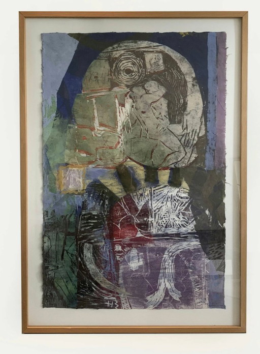 Drawing / Watercolor Mixed Media Daniel Tavernier "The Kiss"