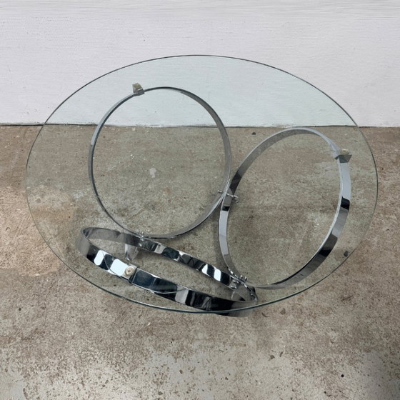 Image 1 of Round coffee table in chrome and glass by Knut Hesterberg for Ronald Schmitt | Space Age