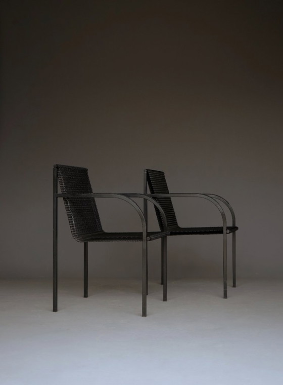 Image 1 of Sedie modello R401 in rete espansa di Shiro Kuramata per Pastoe, 1982, set da 2
