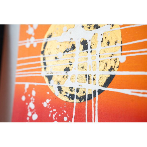 Peinture triptyque abstraite vintage, 2000