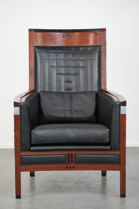 Image 1 of Schuitema Art Deco design fauteuil met zwart leer uit de Decoforma serie