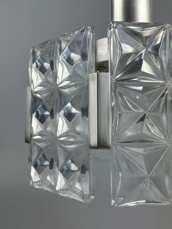 Image 1 of Lampadario da soffitto anni '60 anni '70 Hillebrand Leuchten Germany vetro metallo