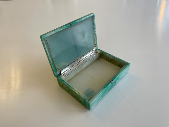 Image 1 of Box aus Amazonite mit Scharnier aus Echtsilber Juweliersarbeit