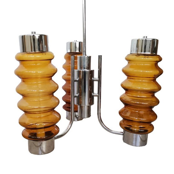 Image 1 of Mid Century Modern layered chandelier oversized 