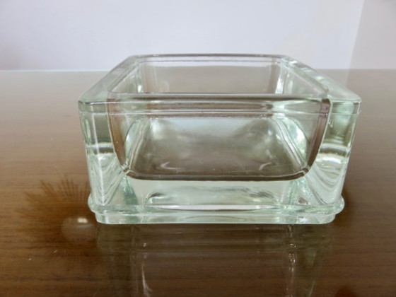 Image 1 of Glass pavé, ashtray, signed lumax, 4 available, Le Corbusier, Perriand, Adnet, 50's