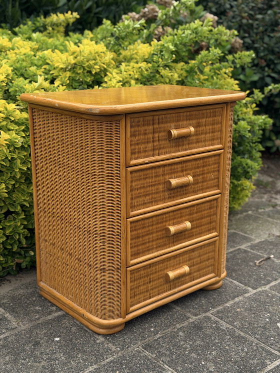 Image 1 of 1970s rattan chest of drawers