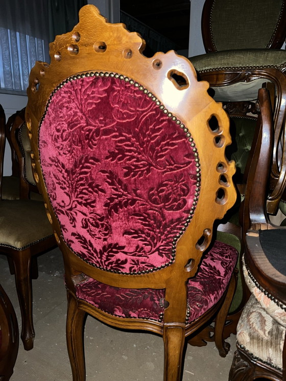 4 Baroque dining chairs, Textile, Velvet, Brown (photo 5 of 7)
