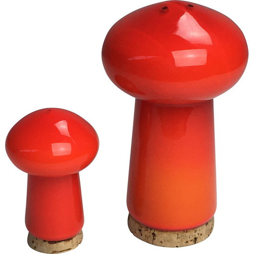 Ensemble sel et poivre vintage danois en verre rouge par Michael Bang pour Holmegaard, 1970