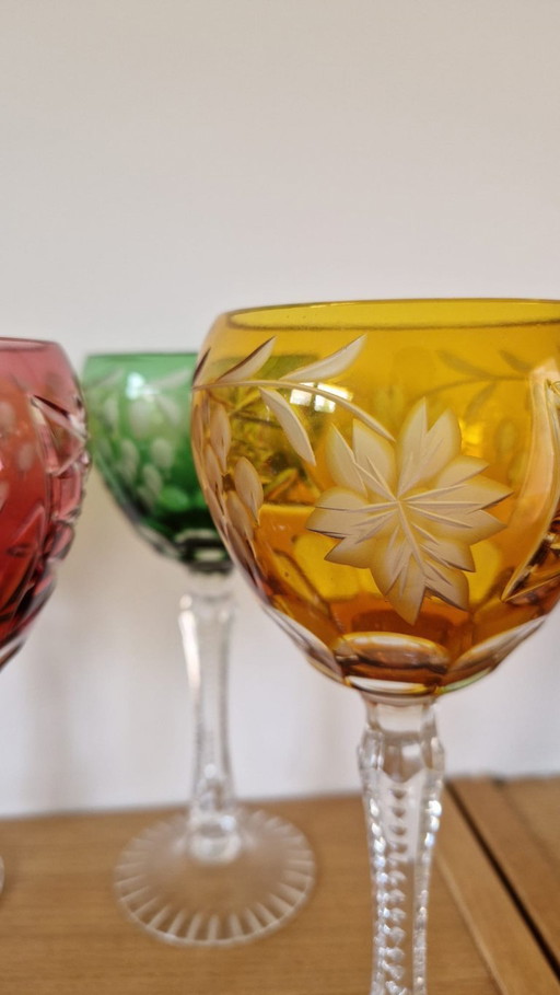 6 x wine stirrers in colored crystal