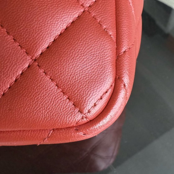 Image 1 of Chanel Seasonal Flap - Two Tone Quilted Lambskin Red Grey Golden Hardware Series 23