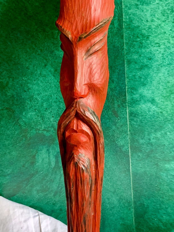 Zeldzame originele polychrome houten totemsculptuur – Jean Pons (1913-2005) – School van Parijs (photo 8 of 15)