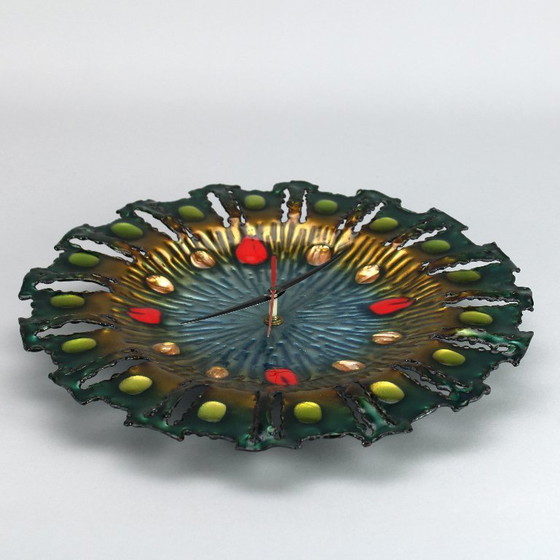 Image 1 of Franco Bastianelli - enameled wall clock - 1960s - Laurana Rame D'arte, Italy