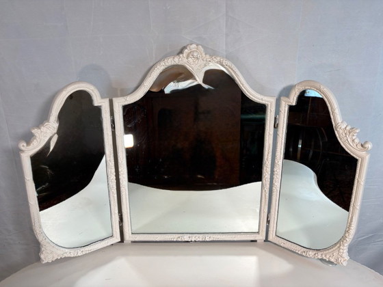 Vintage Franse Olympus kaptafel in Louis XV-stijl met drievoudige spiegel – jaren 1950-1960 – Glass (photo 6 of 10)