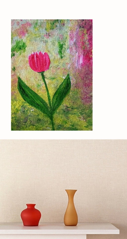 Pintura de tulipán rojo