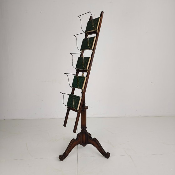 Image 1 of English antique revolving newspaper and book stand