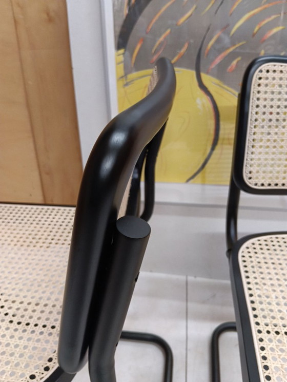 Image 1 of ALIVARMVSEVM 104. SET of 2 CESCA B32 Chairs (NEW) in Black Frame Limited Edition 