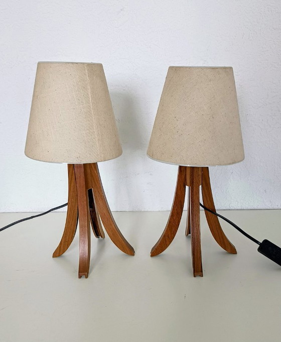 Lampes de chevet en teck de design danois – Textile, Wood (photo 3 of 9)
