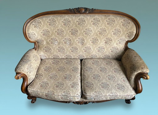 Louis XV-stijl canapé - antiek tweezits bankje