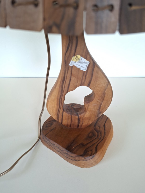 Image 1 of 1960 French olive wood lamp