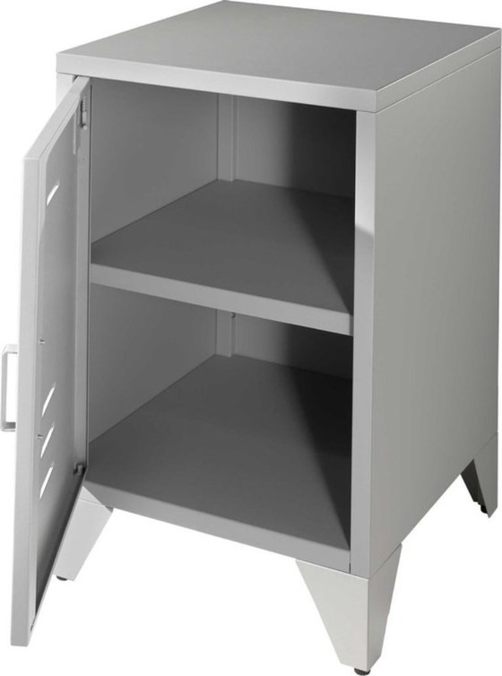 Image 1 of 1x Vipack Bedside table, Bronxx with door metal-matt gray