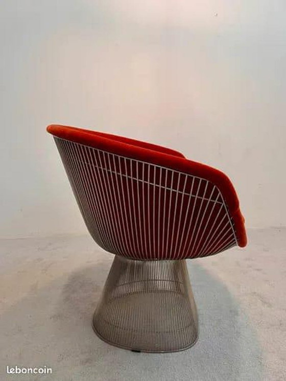 Image 1 of Platner Lounge Chair – Large Mid Century Fiberglass Shell, Steel Base Accent Chair
