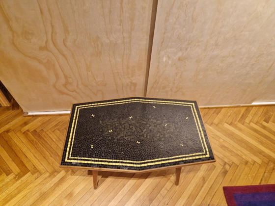 Coffee table, sofa table, mosaic wood, decorative, circa 1950/1960 (photo 7 of 7)
