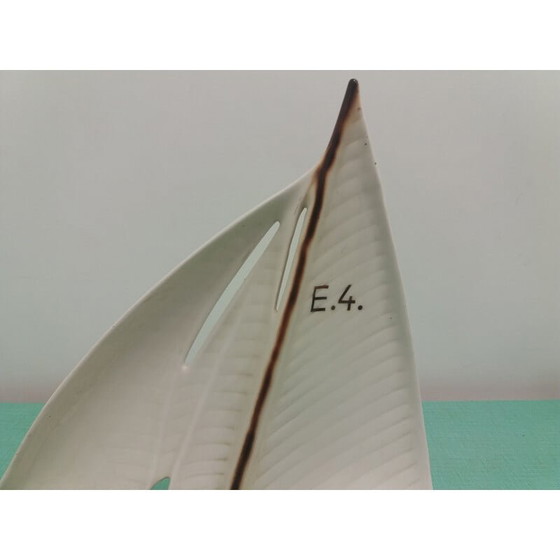 Image 1 of Vintage ceramic sailboat, Czechoslovakia 1935