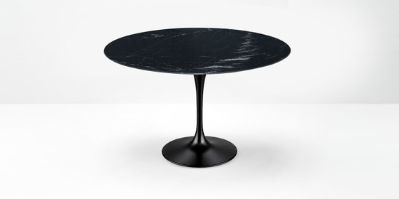 Originele Ronde Knoll Tulip Eettafel (120cm) In Nero Marquina Glanzend In NIEUWSTAAT!! Eero Saarinen – Marble (photo 2 of 15)
